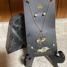 Set Of Jewelry Necklace Bracelet Earrings Disney Princess Ariel Little Mermaid