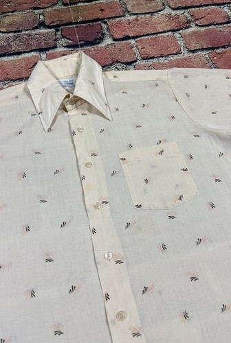 Vintage Van Cort Button Up Short Sleeve Shirt Point Collar AOP 60s Men’s 15.5 - Picture 8 of 10