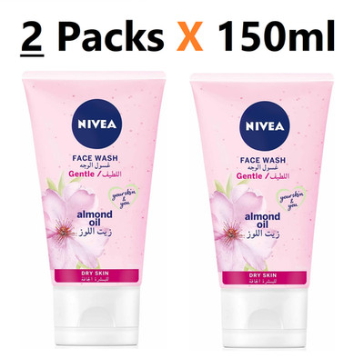 NIVEA Gentle Face Wash for Dry Skin |Hydrating Cleanser with Almond Oil(2x150ml)