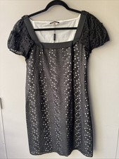elie tahari Black Eyelet Fabric Dress NWT Holiday Festive Party Sz 6 MSRP $298