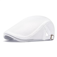 Men's Mesh Flat Cap, Breathable Summer Newsboy Hat, Adjustable Beret Ivy Cap,