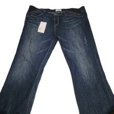 PAIGE Womens SKYLINE BOOT-CUT Dark Wash Denim Stretch Distressed Jeans Sz 34 NWT