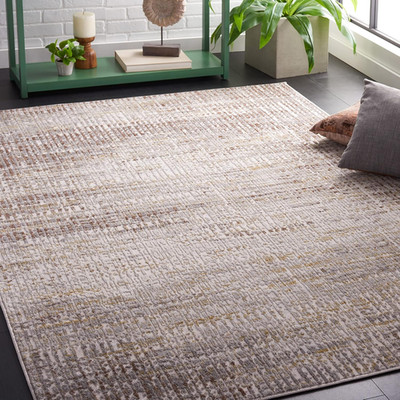 Palma Collection 6'7'' Square Area Rug - Modern Beige & Brown, Easy Care