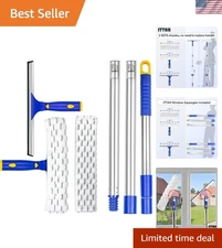 Squeegee Cleaning Tool with Microfiber Pad – 2 Stainless Steel Poles Included