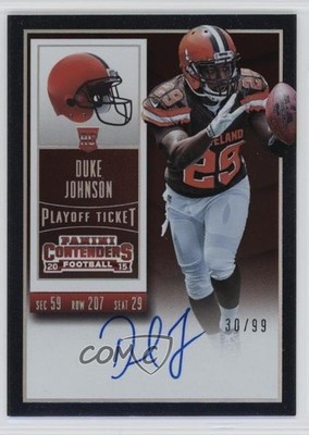 2015 Contenders RPS Playoff Ticket 30/99 Duke Johnson (Base) Rookie Auto RC 14mg