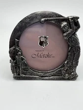 Golf Picture Frame 3" Vintage  Metze Pewter for small photo 2.5" round Mini 