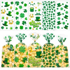 100 Pcs St. Patrick's Day Treat Bags Goodie Cellophane Bags for Party Favors