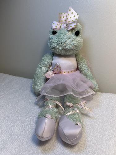 Bearington Baby 15 Inch Plush Frog Ballerina Stuffed Animal Floppy Satin Green - Picture 2 of 7