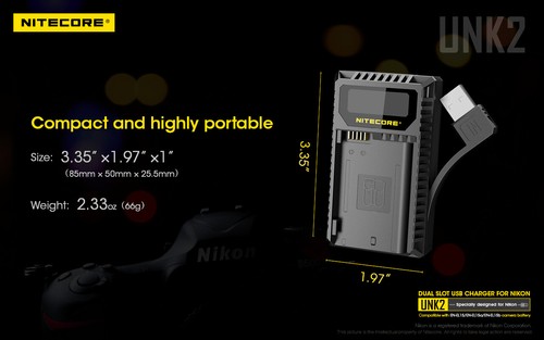 Nitecore UNK2 Dual-slot USB Battery Charger for Nikon EN-EL15 - Picture 15 of 20