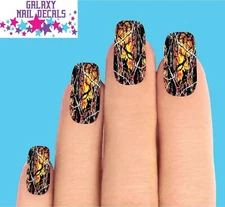 Waterslide Full Nail Decals - Set of 10 Orange Wildfire Mossy Oak Camo 
