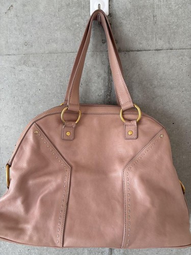 Yves Saint Laurent YSL Muse bag Leather Pink With Gold Lock Genuine Tote Bag JPN - Picture 2 of 8