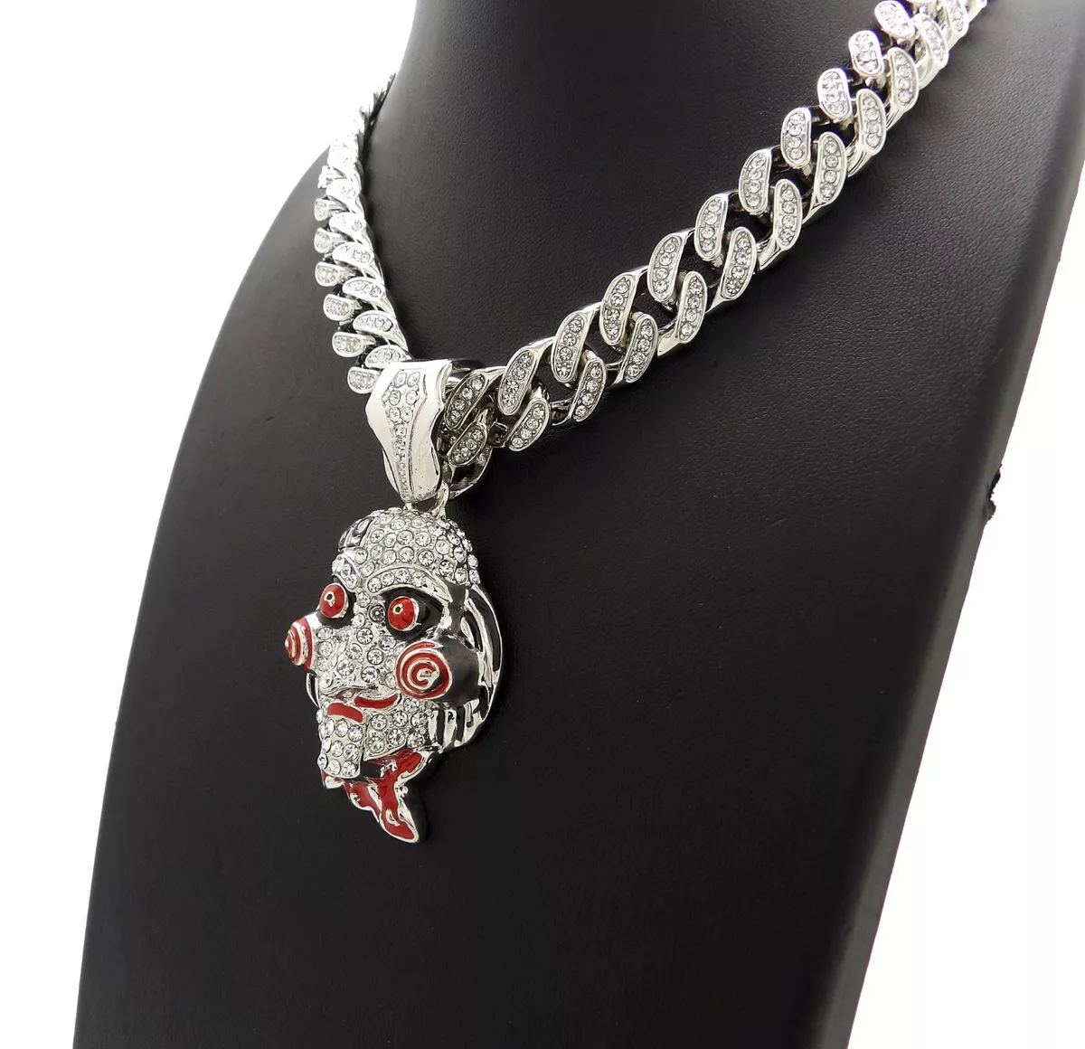 TEKASHI 69 6IX9INE SAW PENDANT CUBAN LINK CHAIN NECKLACE SILVER HIP HOP ICED