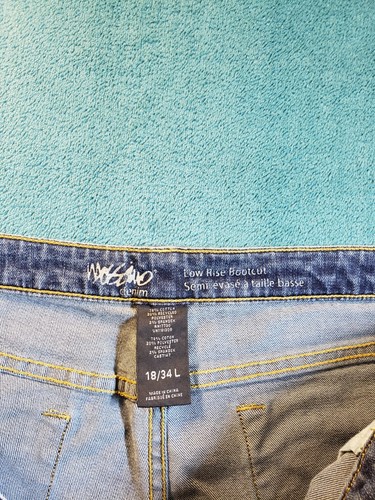Jeans Mossimo taglia 18 lungo donna blu pantalone elasticizzato donna denim vita bassa bootcut - Foto 3 di 11