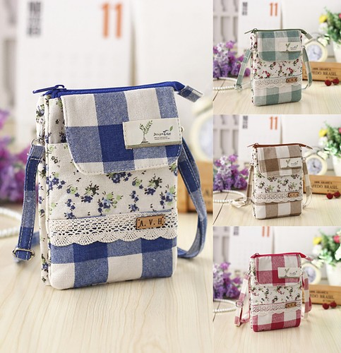 Kleine Handytasche Umhängetasche Stoff-Tasche Boho Chic Floraler Print - Bild 3 von 11