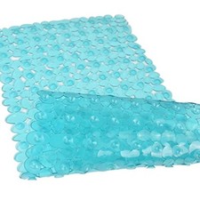 Bathtub Mat Non Slip Pebble Bath Shower Mat with Drain Holes, 1 Clear Green