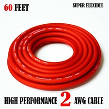 2 Gauge Wire RED , Amplifier Power/Ground Amp Wire 60 Feet Cable Roll