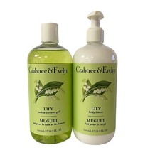 Crabtree Evelyn 2 PC set Lily MUGUET BODY LOTION SHOWER GEL 16.9oz each NEW