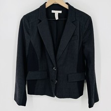 Chicos Black Blazer Dot Jacquard Mixed Fabric Long Sleeve Size Medium