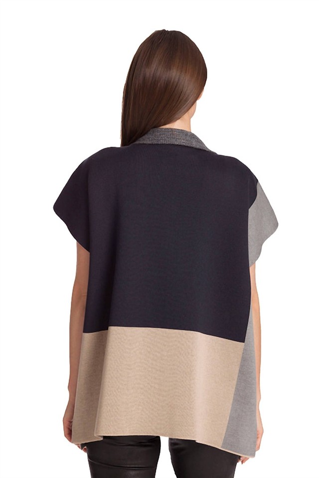 Angel color block zip poncho in Navy Multi size M eBay