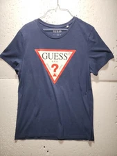 Guess Los Angeles Top Womens Large Blue Tank Blouse T-Shirt Round Neck Logo