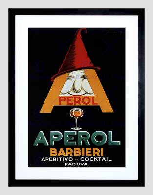 COMMERCIAL ADVERT APEROL APERITIF ALCOHOL ITALY BLACK FRAMED ART PRINT B12X4118