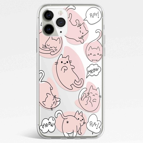 Cartoon Cute Cat line Art Phone Case for Iphone 16 15 14 13 12 11 ProMax XR 7 8 - Picture 4 of 13