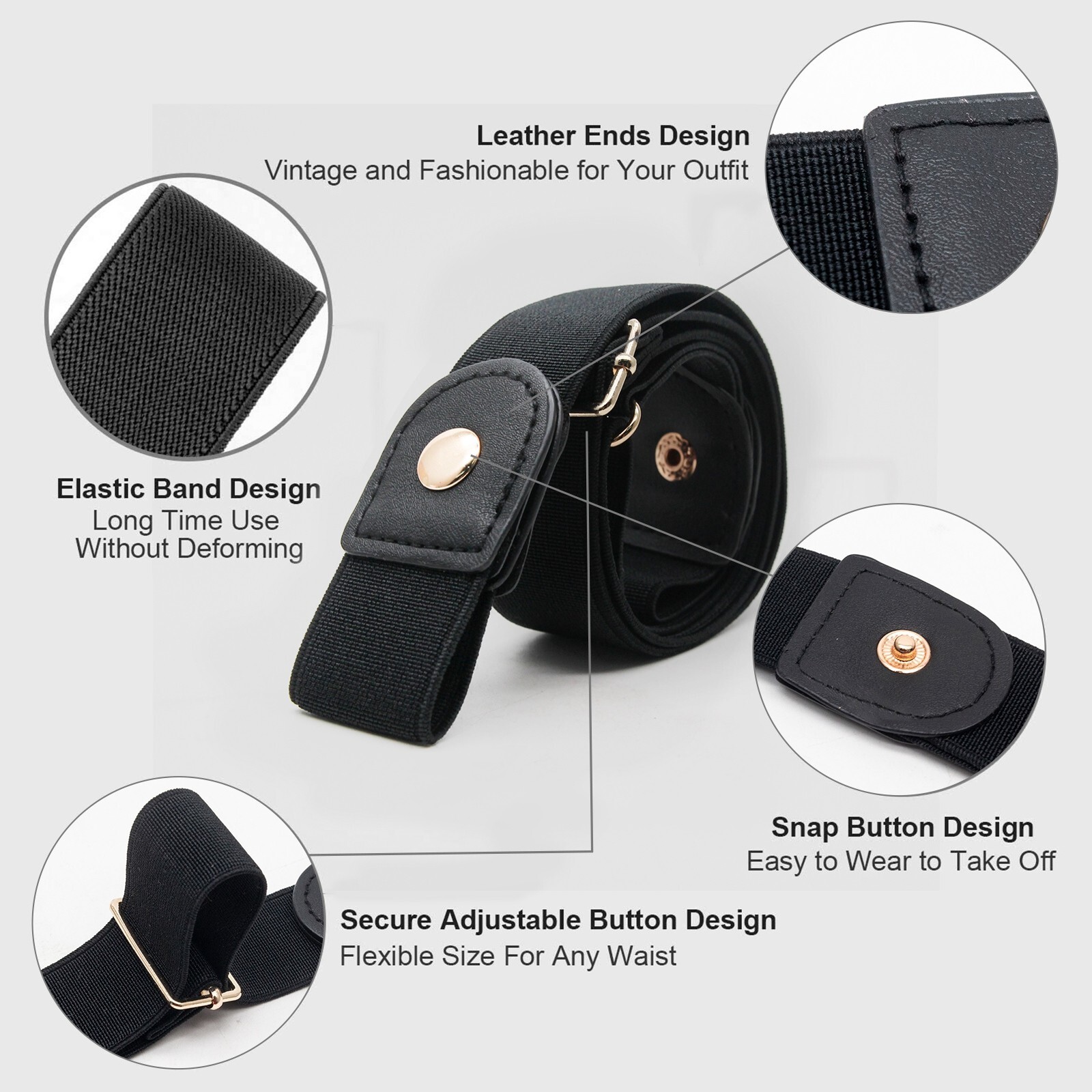 Buckleless Belt Ladies Jeans Belt Elastic Belt Women Fashion Belt Dress