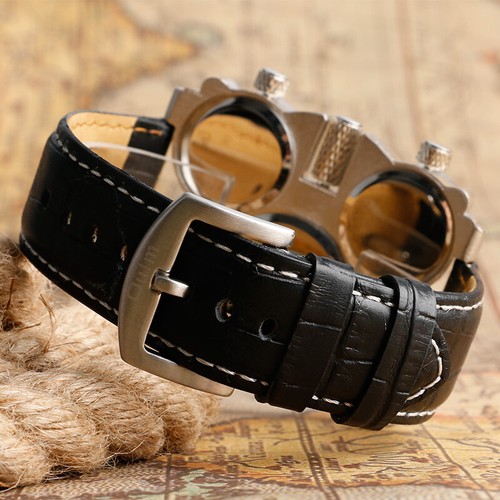 Oulm Three Time Display Men's Quartz Watches Military Army Sport Wrist Watch - Picture 11 of 13