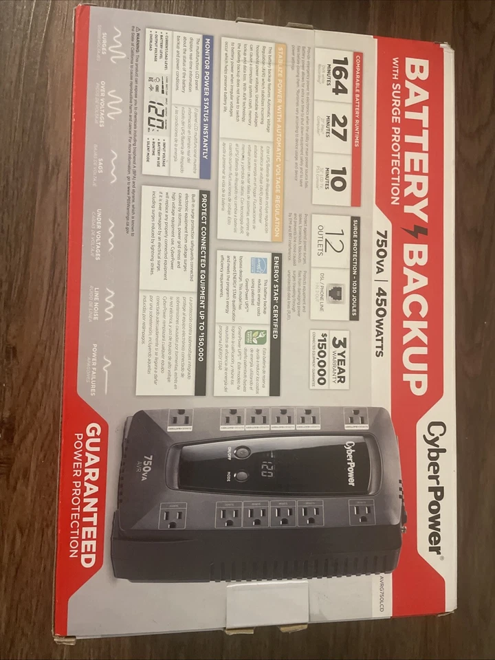 CYBERPOWER AVRG750LCD AVR 750VA 450W 12 OUTLETS INTELLIGENT LCD UPS SYSTEM - Image 3 of 3