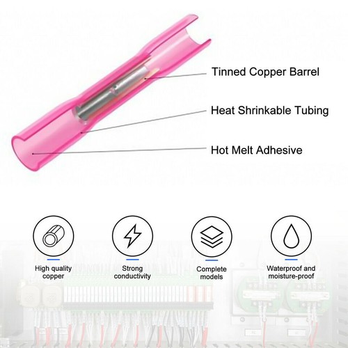 60PCS Heat Butt Shrink Wire Connector Waterproof Insulated Crimp Terminal - Picture 3 of 10