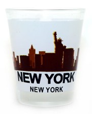 NEW YORK CITY SUNSET SKYLINE SHOT GLASS SHOTGLASS