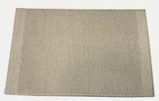 Kilim Dhurry Tappeto 60x90cm Fatto A Mano 100% Lana Bianco Naturale D122