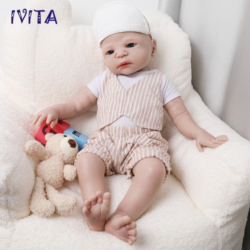 IVITA 21inch Full Body Silicone Reborn Baby BOY Weighted Lifelike Silicone Doll - Picture 10 of 12