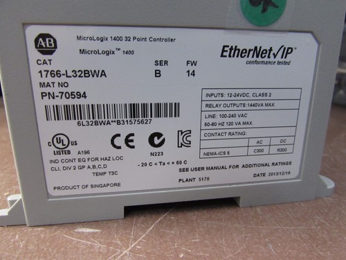 AB 1766-L32BWA Ser. Controlador de 32 puntos B MicroLogix 1400 - Imagen 3 de 3