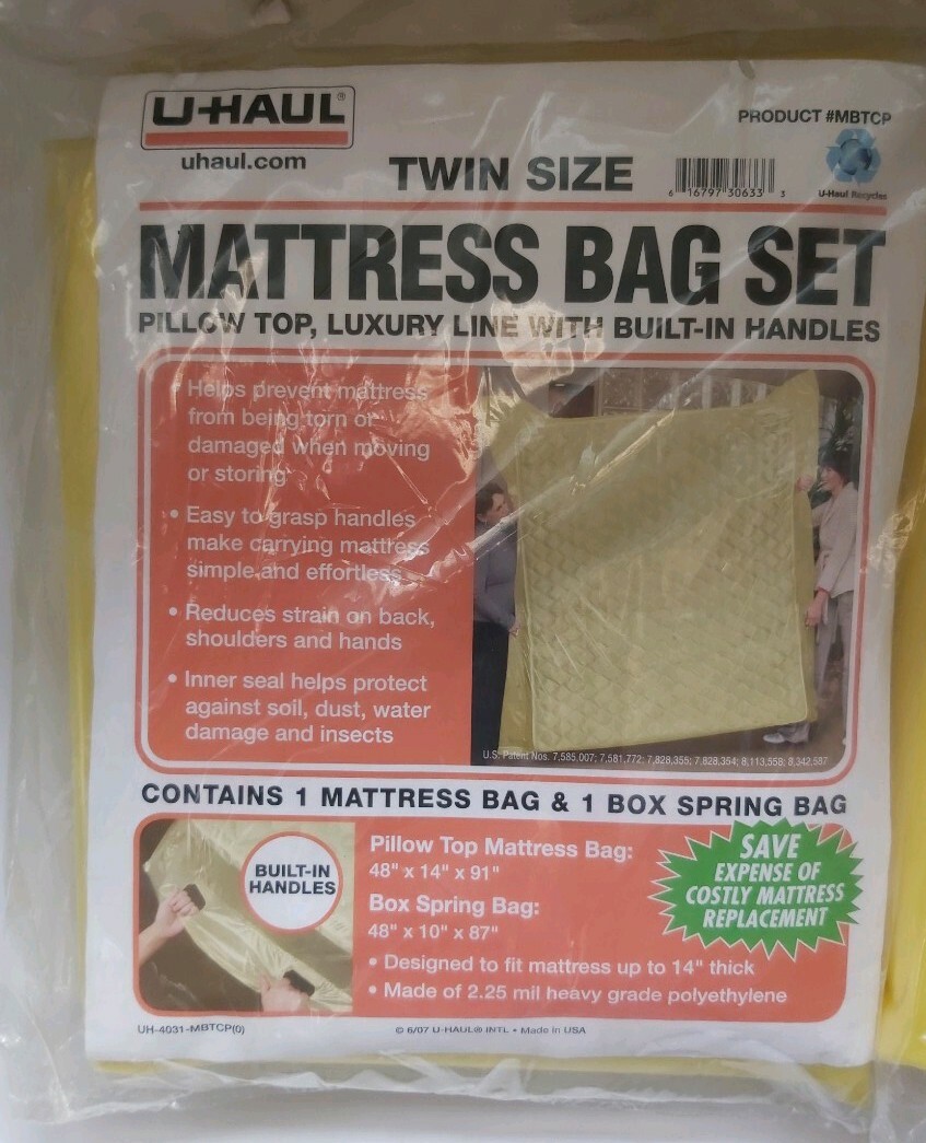 UHaul Twin Mattress Bag Set 1 Mattress Bag & 1 Box Spring Bag (NEW