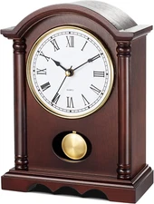 ® Classic Grandfather Mantel Clock for Living Room Déco, Elegant Wooden Finish,