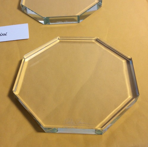 Collectible Crystal OLEG CASSINI COASTERS Signed Glass Paperweight Octagon Decor - Picture 7 of 8