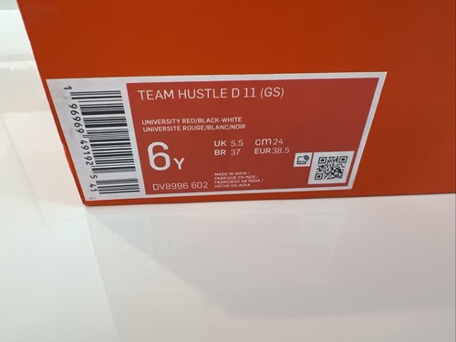 $59 Nike Team Hustle D 11 Basketball Sneakers University Red/Black Youth Size 6Y - Picture 4 of 8