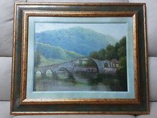 Quadro dipinto Olio su tela 59x48cm "Ponte della Maddalena " Ponte del Diavolo 2