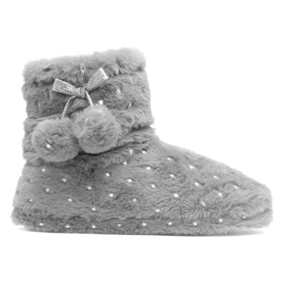 The Slipper Company Womens Slippers Grey Ladies Bootie Faux Fur Lined  Rosalynn UK