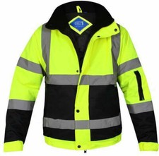 HI VIZ VIS VISIBILITY REFLECTIVE SECURITY WORK CONTRACTOR BOMBER JACKETS