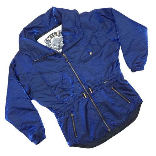 Nils Ski Jacket Womens Medium 10 Blue Metallic Shimmer Vintage 90s Parka  Hood | eBay