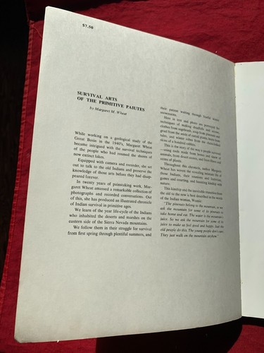 MARGARET M. WHEAT SURVIVAL ARTS OF THE PRIMITIVE PAIUTES BOOK LIKE NEW - Picture 2 of 4