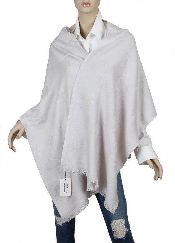 NEUF GUCCI GG JACQUARD DOUBLE NID GRIS JUMBO GG LAINE ÉCHARPE CHÂLE ENVELOPPE