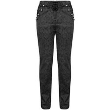 Devil Fashion Mens Gothic Steampunk Dress Pants Trousers Black Victorian Damask
