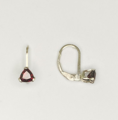 5 mm Trillion Pyrope Garnet Sterling Silver Drop Leverback Earrings