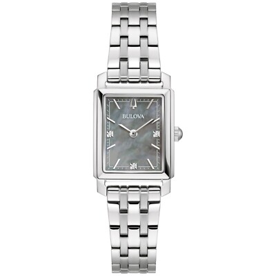 Bulova Women's Classic Quartz Gemmed Silver Stainless Steel Watch 21 MM 96P252