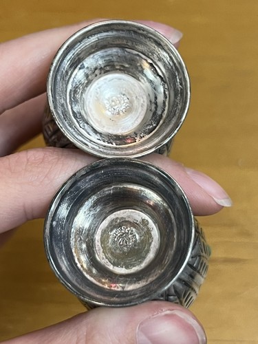 Sterling Silver Salt And Pepper Shakers Floral Leaf Green Gemstone With Plate - Picture 12 of 19