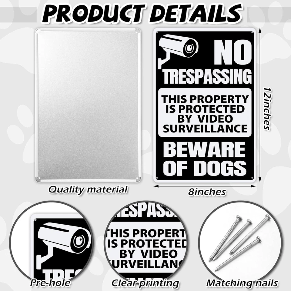 Paquete de 2 letreros de cuidado con el perro para cerca 12 X 8 pulgadas sin intrusión señal de advertencia meta Foto 2 de 4