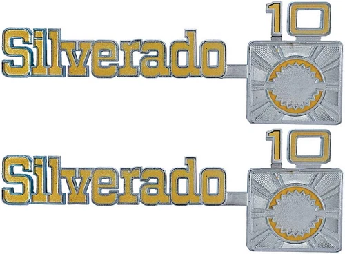 OER Front Fender ""Silverado 10"" Emblem Set 1975-1980 Chevy Pickup Trucks (For: Silverado)